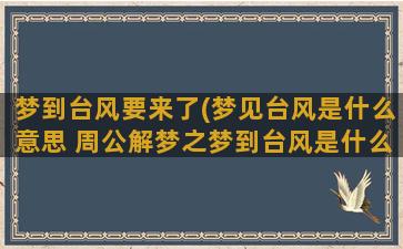 梦到台风要来了(梦见台风是什么意思 周公解梦之梦到台风是什么意思)